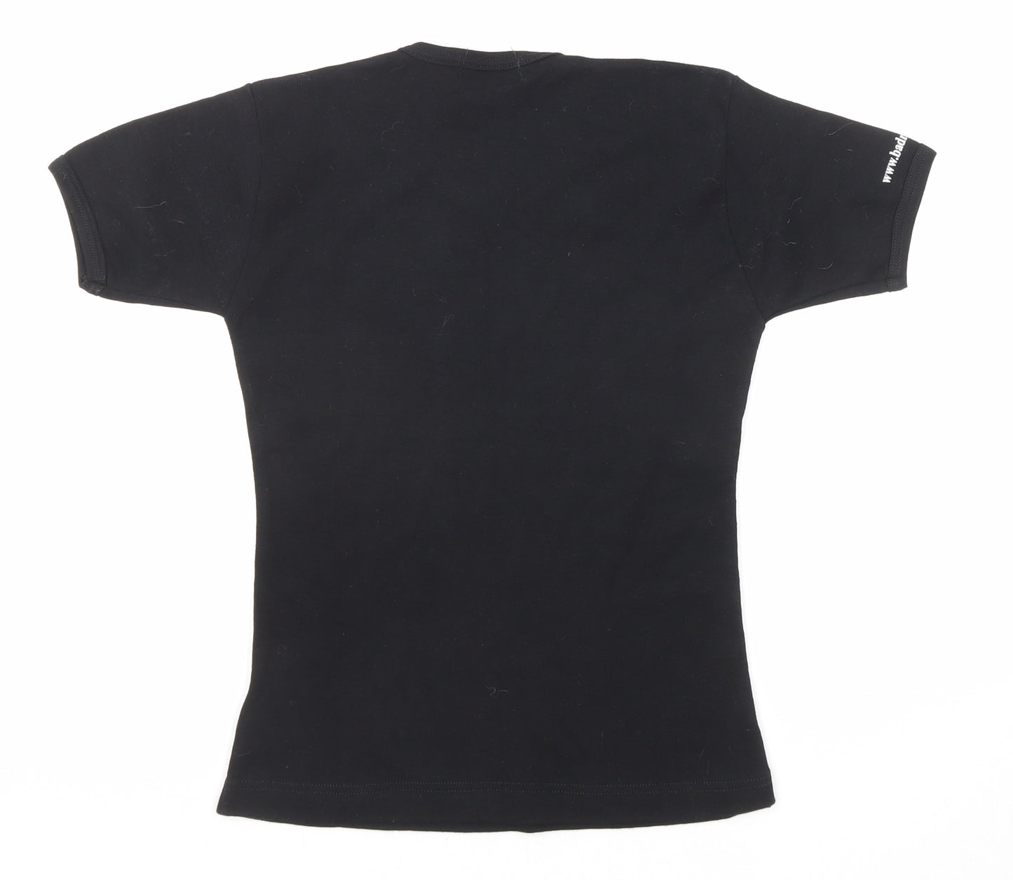 Bad Mothers Club Womens Black Cotton Basic T-Shirt Size S Round Neck