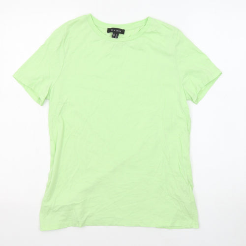New Look Womens Green Cotton Basic T-Shirt Size 12 Round Neck