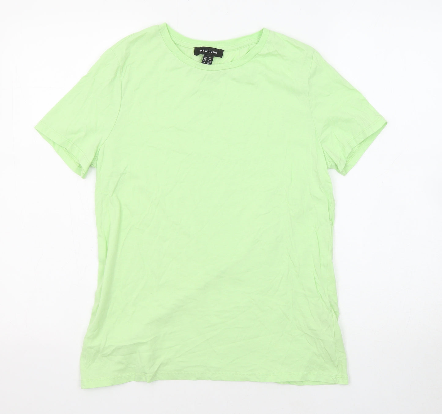 New Look Womens Green Cotton Basic T-Shirt Size 12 Round Neck