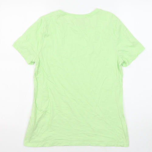 New Look Womens Green Cotton Basic T-Shirt Size 12 Round Neck