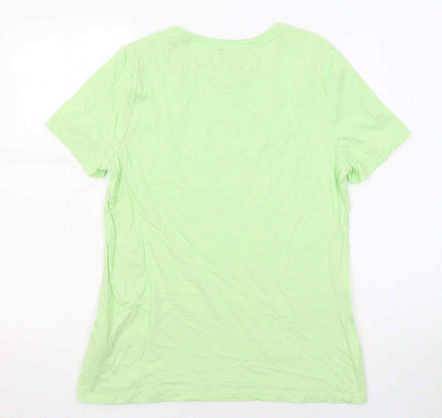 New Look Womens Green Cotton Basic T-Shirt Size 12 Round Neck