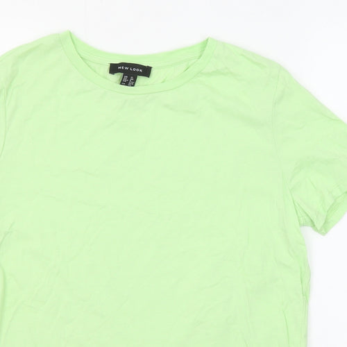 New Look Womens Green Cotton Basic T-Shirt Size 12 Round Neck