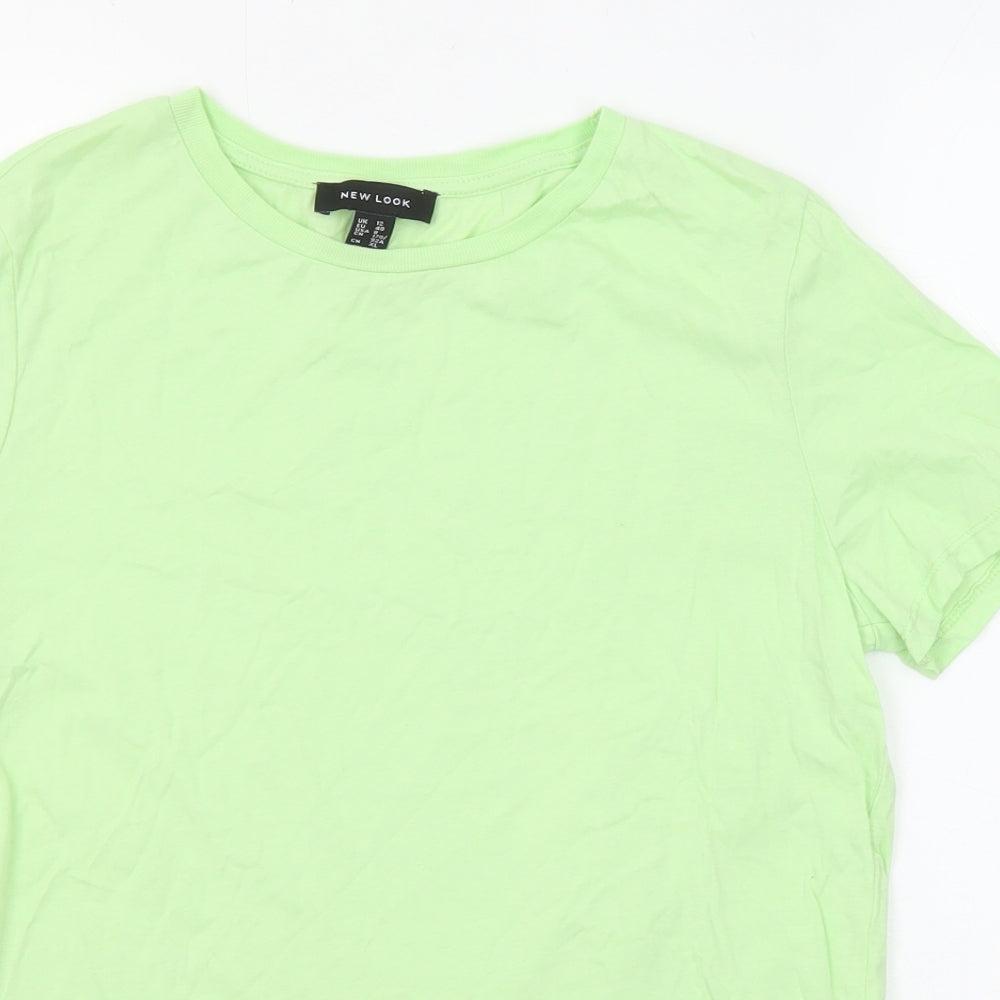 New Look Womens Green Cotton Basic T-Shirt Size 12 Round Neck