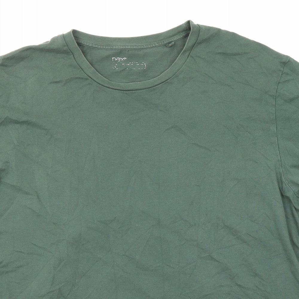 NEXT Mens Green Cotton T-Shirt Size XL Round Neck