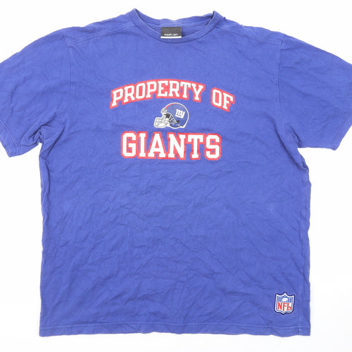 Reebok Mens Blue Cotton T-Shirt Size 2XL Round Neck - Property Of Giants