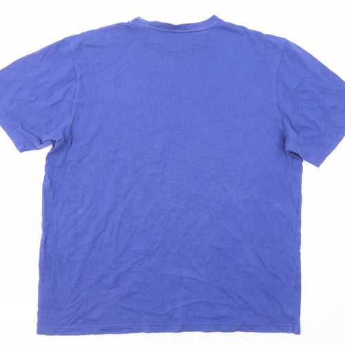 Reebok Mens Blue Cotton T-Shirt Size 2XL Round Neck - Property Of Giants