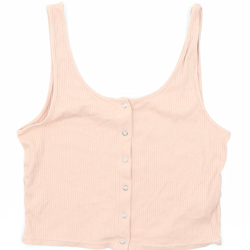 Divided by H&M Womens Pink Cotton Cropped Tank Size M Round Neck