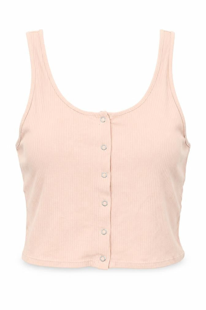 Divided by H&M Womens Pink Cotton Cropped Tank Size M Round Neck