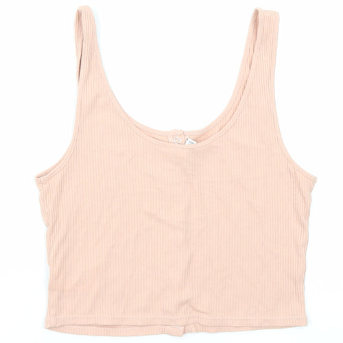 Divided by H&M Womens Pink Cotton Cropped Tank Size M Round Neck