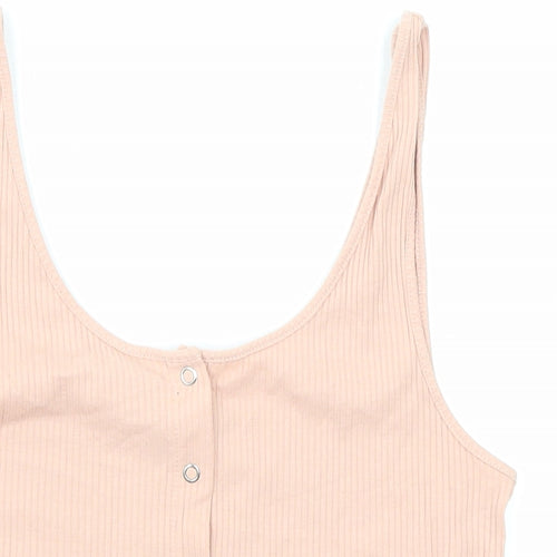 Divided by H&M Womens Pink Cotton Cropped Tank Size M Round Neck