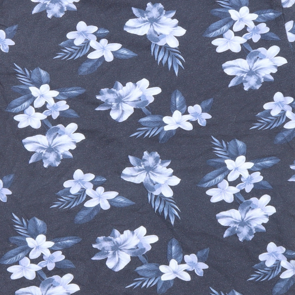 abercrombie kids Boys Blue Floral Cotton Basic T-Shirt Size 11-12 Years Round Neck Pullover