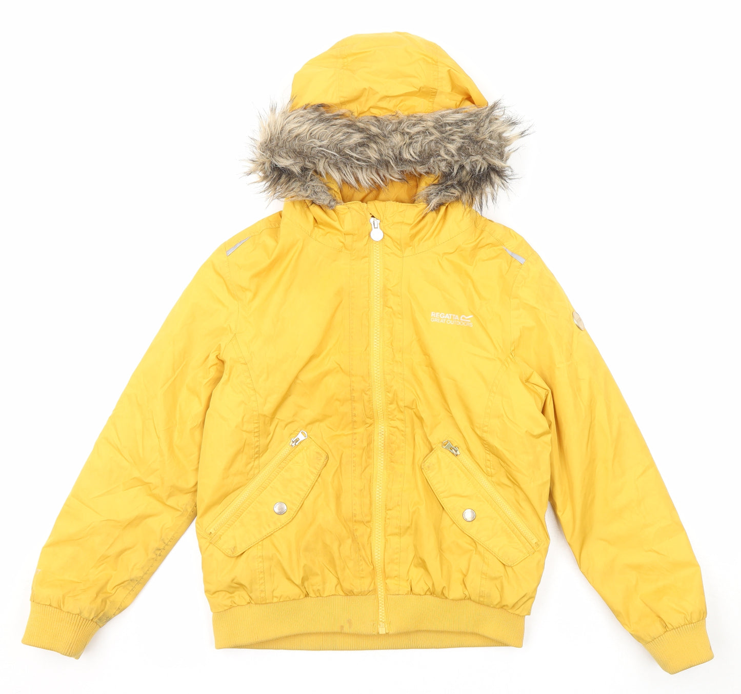Regatta Girls Yellow Jacket Size 9-10 Years Zip