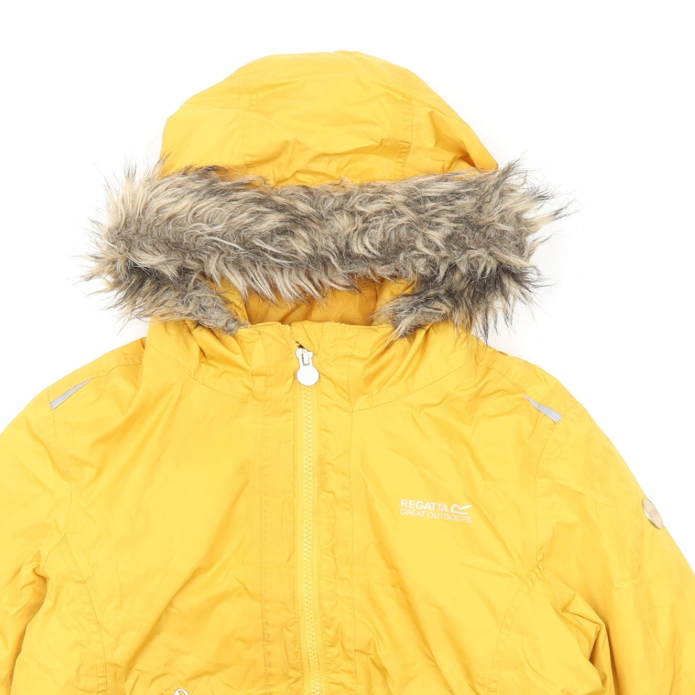 Regatta Girls Yellow Jacket Size 9-10 Years Zip
