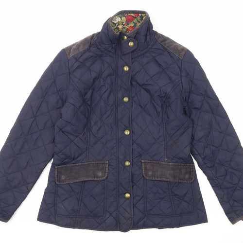 Avenue Womens Blue Quilted Jacket Size M Zip