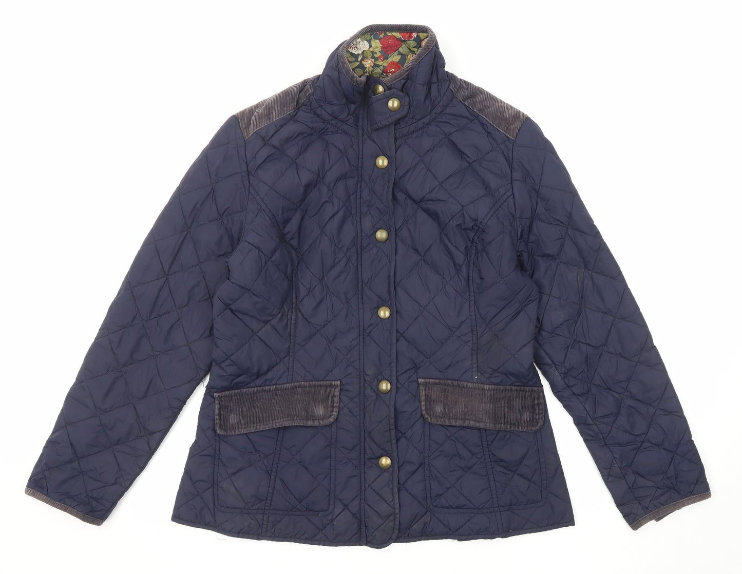 Avenue Womens Blue Quilted Jacket Size M Zip