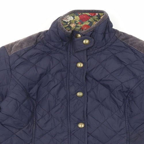 Avenue Womens Blue Quilted Jacket Size M Zip