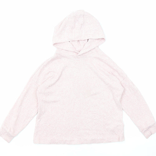 Marks and Spencer Girls Pink Viscose Pullover Hoodie Size 7-8 Years Pullover
