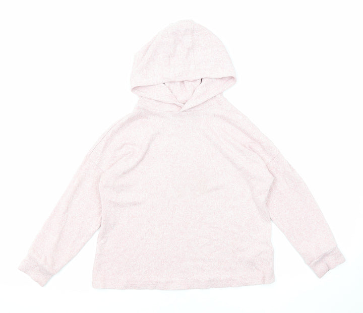 Marks and Spencer Girls Pink Viscose Pullover Hoodie Size 7-8 Years Pullover