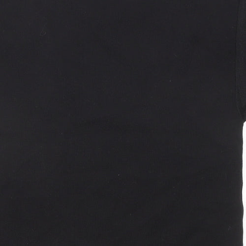 Mango Womens Black Cotton Basic T-Shirt Size S Crew Neck - Puff Sleeve
