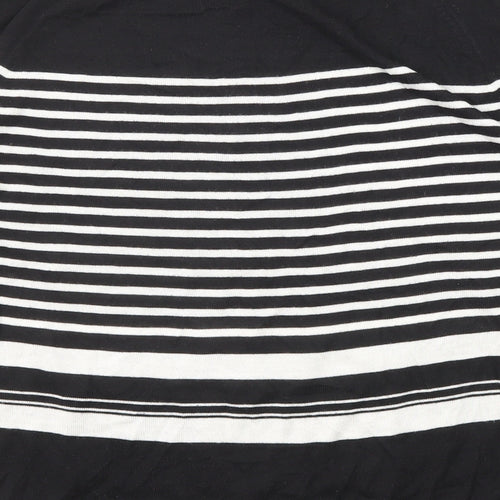 Zara Womens Black Round Neck Striped Viscose Pullover Jumper Size S