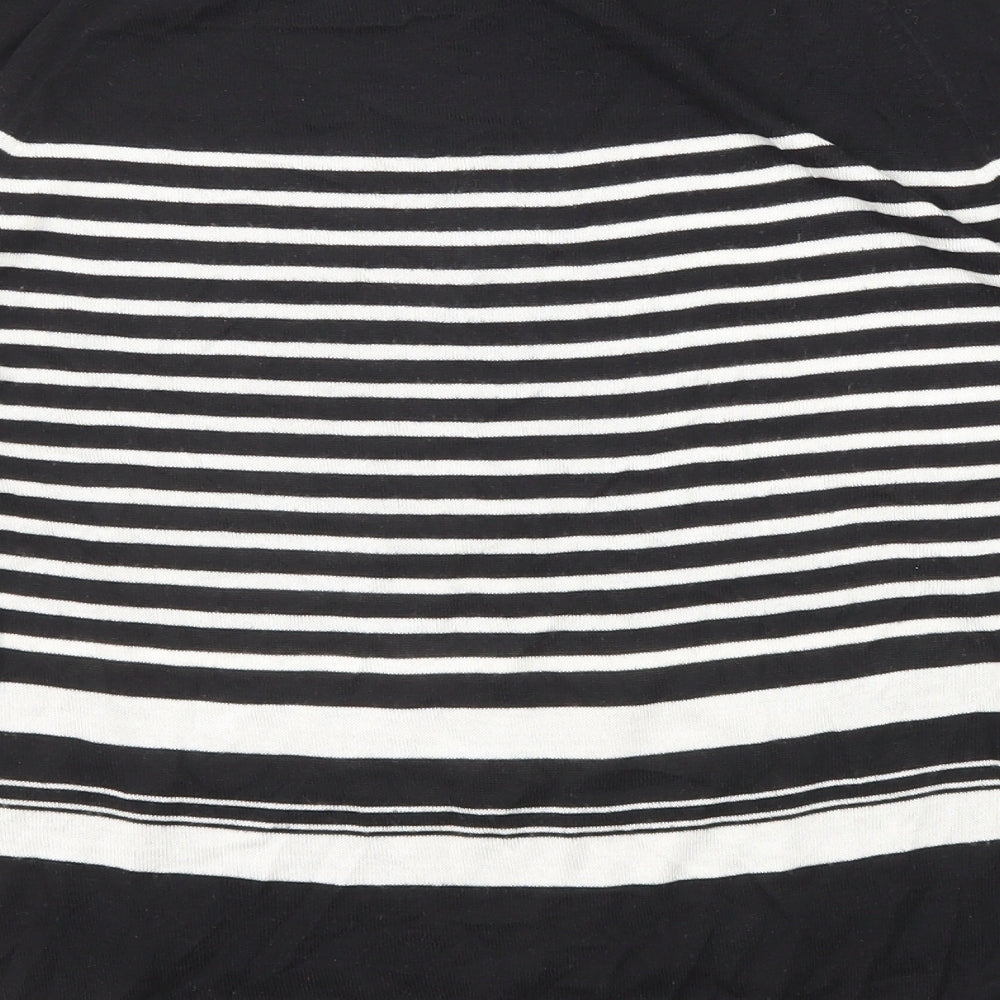 Zara Womens Black Round Neck Striped Viscose Pullover Jumper Size S