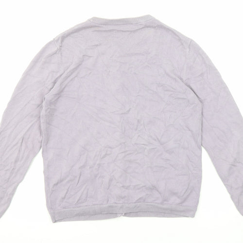 Cotswold Womens Purple Round Neck Cotton Cardigan Jumper Size S - Flower detail