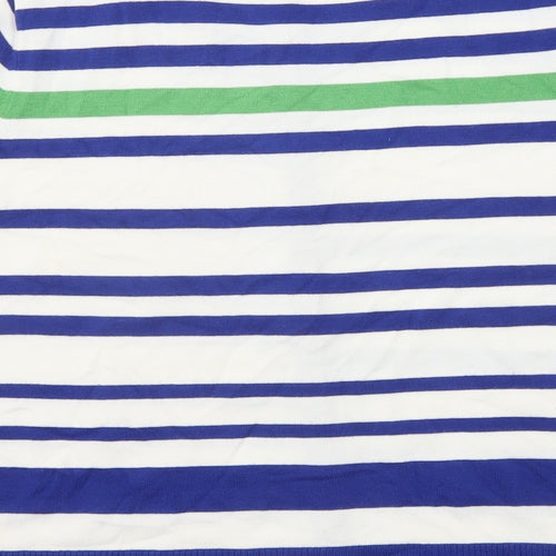 CC Womens Blue Round Neck Striped Viscose Cardigan Jumper Size L