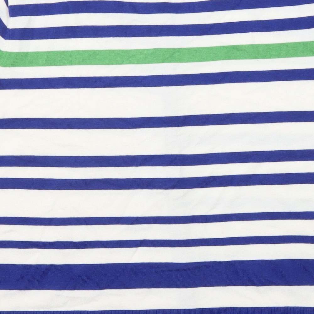 CC Womens Blue Round Neck Striped Viscose Cardigan Jumper Size L