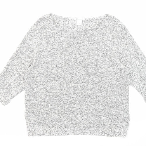 H&M Womens White Round Neck Cotton Pullover Jumper Size S