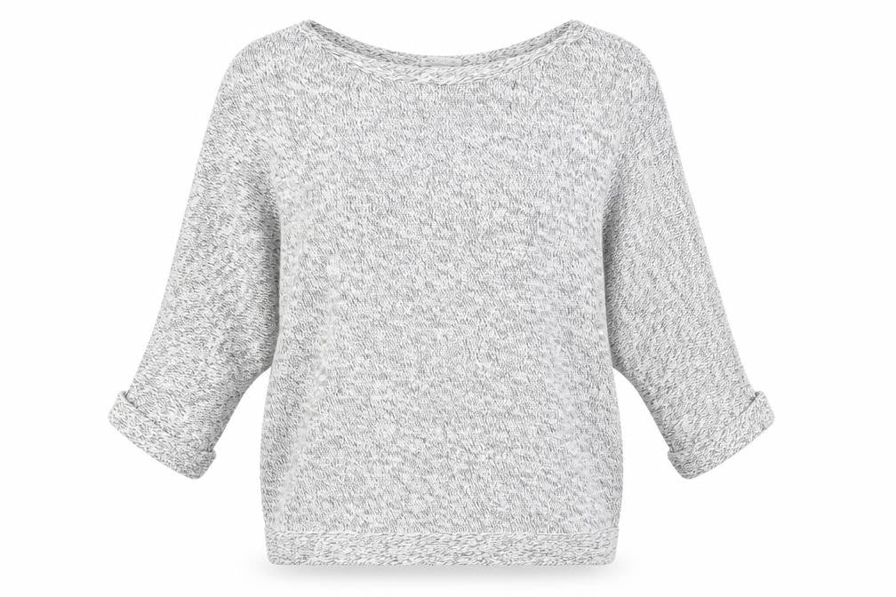 Front view of H&M women’s white round neck cotton jumper, size S
