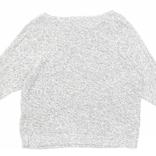H&M Womens White Round Neck Cotton Pullover Jumper Size S