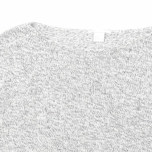 H&M Womens White Round Neck Cotton Pullover Jumper Size S