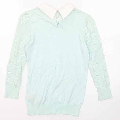 Ted Baker Womens Blue Collared Cotton Pullover Jumper Size S