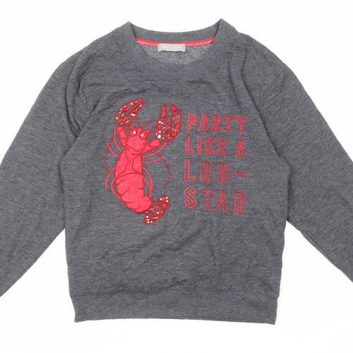 New Look Womens Grey Polyester Pullover Sweatshirt Size 6 Pullover - Party like a lob-star