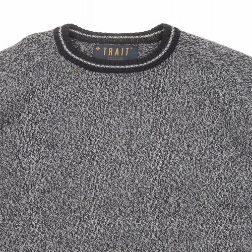 Trait Mens Black Round Neck Acrylic Pullover Jumper Size 2XL Long Sleeve