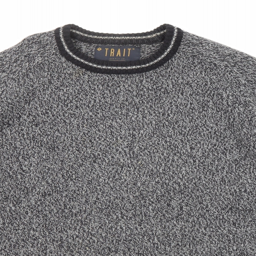 Trait Mens Black Round Neck Acrylic Pullover Jumper Size 2XL Long Sleeve