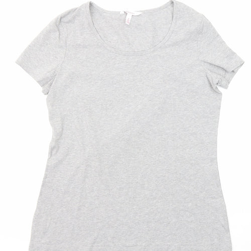LTS Basics Womens Grey Cotton Basic T-Shirt Size M Scoop Neck