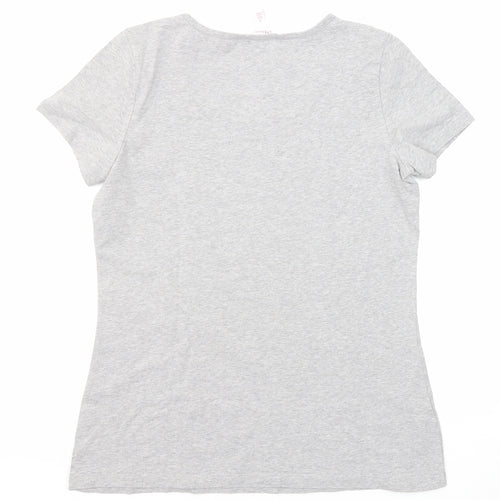 LTS Basics Womens Grey Cotton Basic T-Shirt Size M Scoop Neck