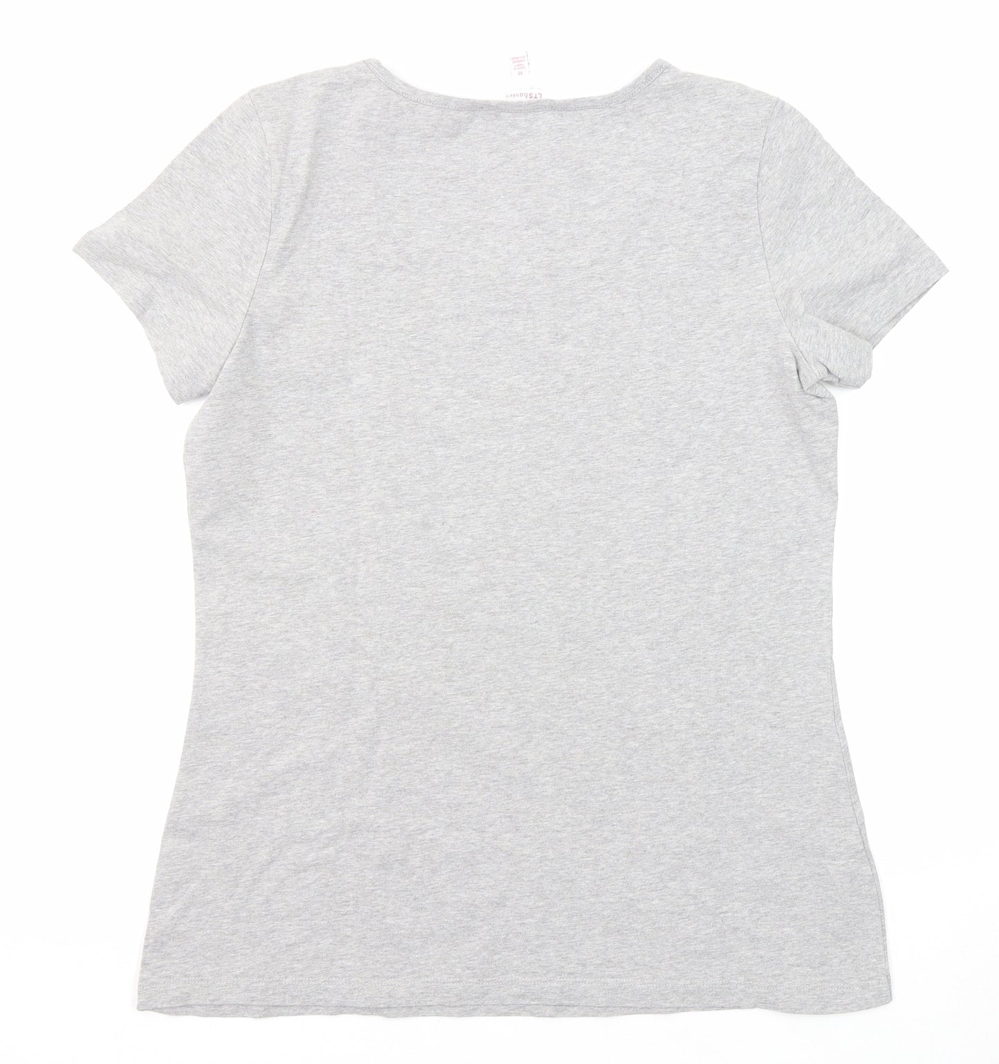 LTS Basics Womens Grey Cotton Basic T-Shirt Size M Scoop Neck
