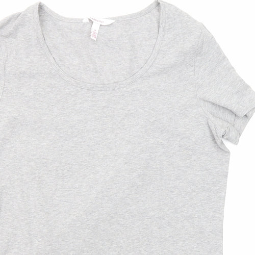 LTS Basics Womens Grey Cotton Basic T-Shirt Size M Scoop Neck