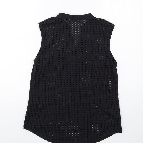 Coercion Womens Black Cotton Basic Tank Size 12 V-Neck - Broderie Anglaise