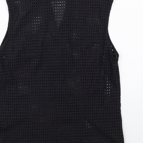 Coercion Womens Black Cotton Basic Tank Size 12 V-Neck - Broderie Anglaise