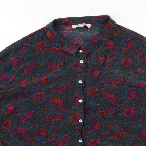 EAST Womens Multicoloured Floral Silk Basic Button-Up Size 20 Collared