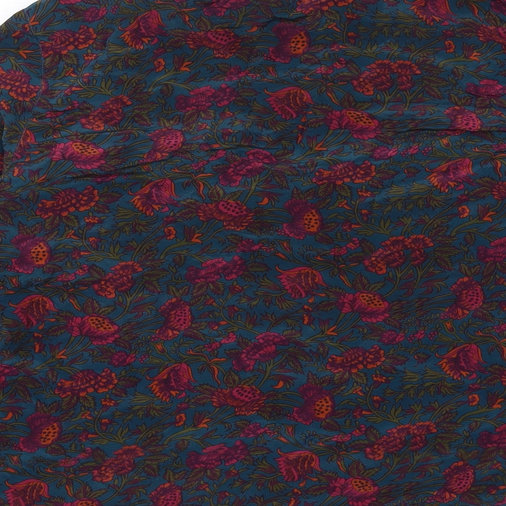 EAST Womens Multicoloured Floral Silk Basic Button-Up Size 20 Collared