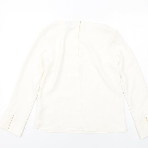 H&M Womens Ivory Polyester Basic Blouse Size 8 Round Neck