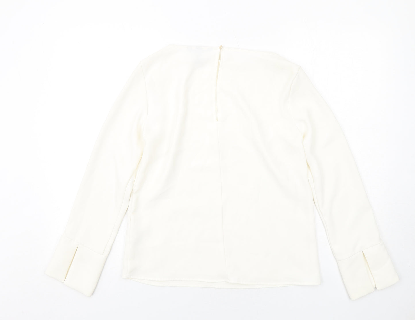 H&M Womens Ivory Polyester Basic Blouse Size 8 Round Neck