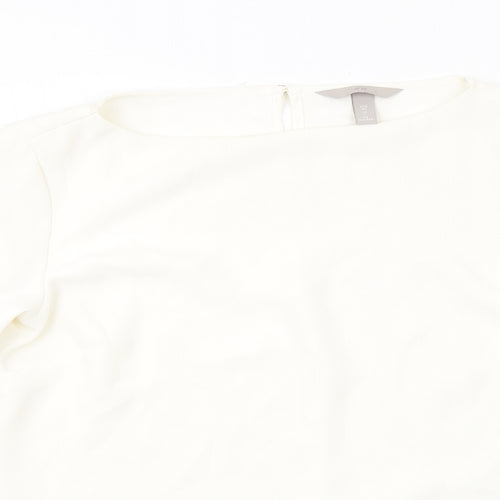 H&M Womens Ivory Polyester Basic Blouse Size 8 Round Neck