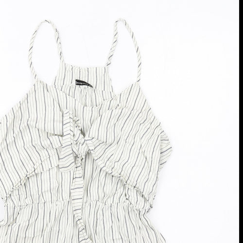 Stradivarius Womens White Striped Modal Playsuit One-Piece Size M Pullover