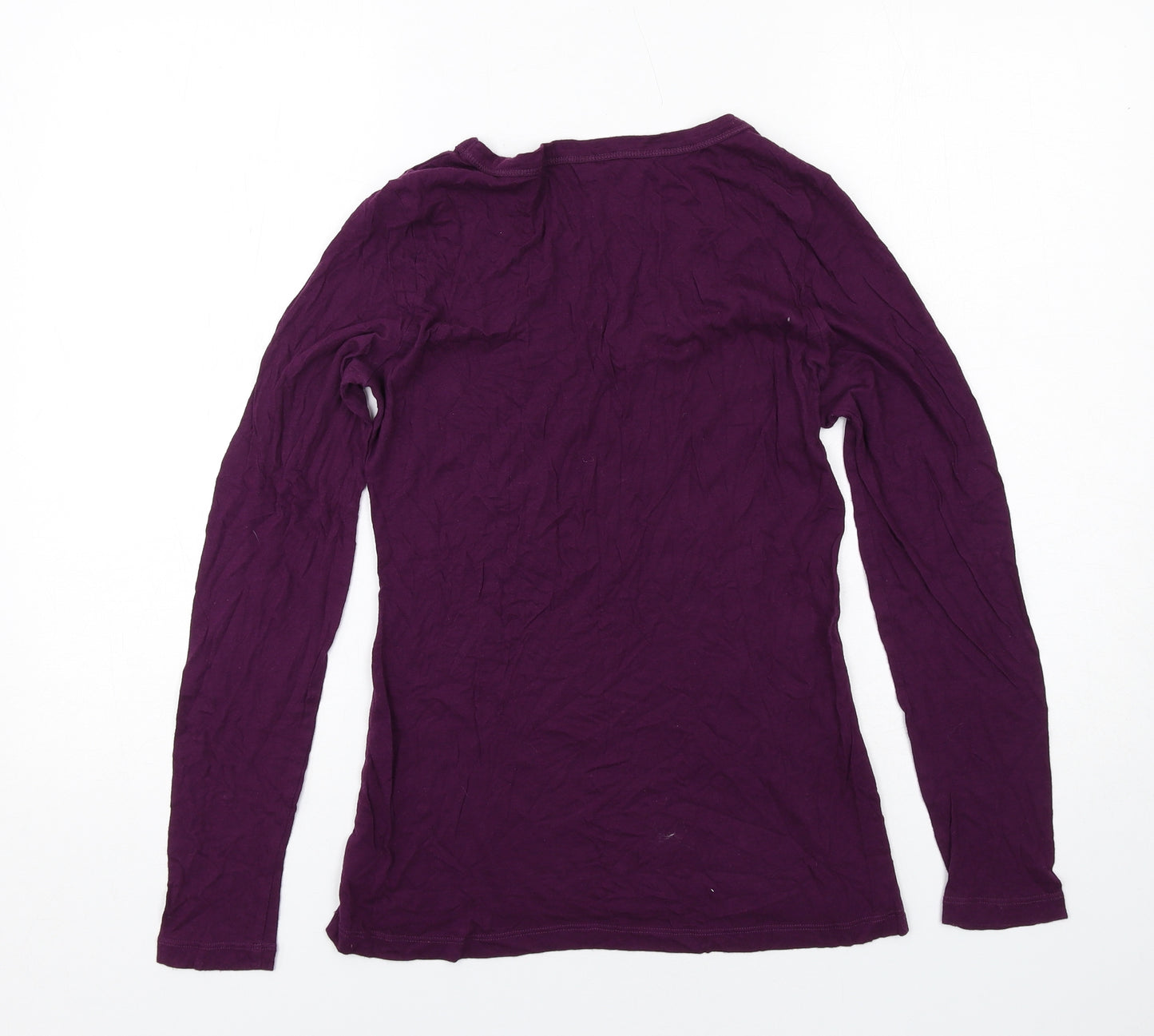 Marks and Spencer Womens Purple Cotton Basic T-Shirt Size 16 V-Neck