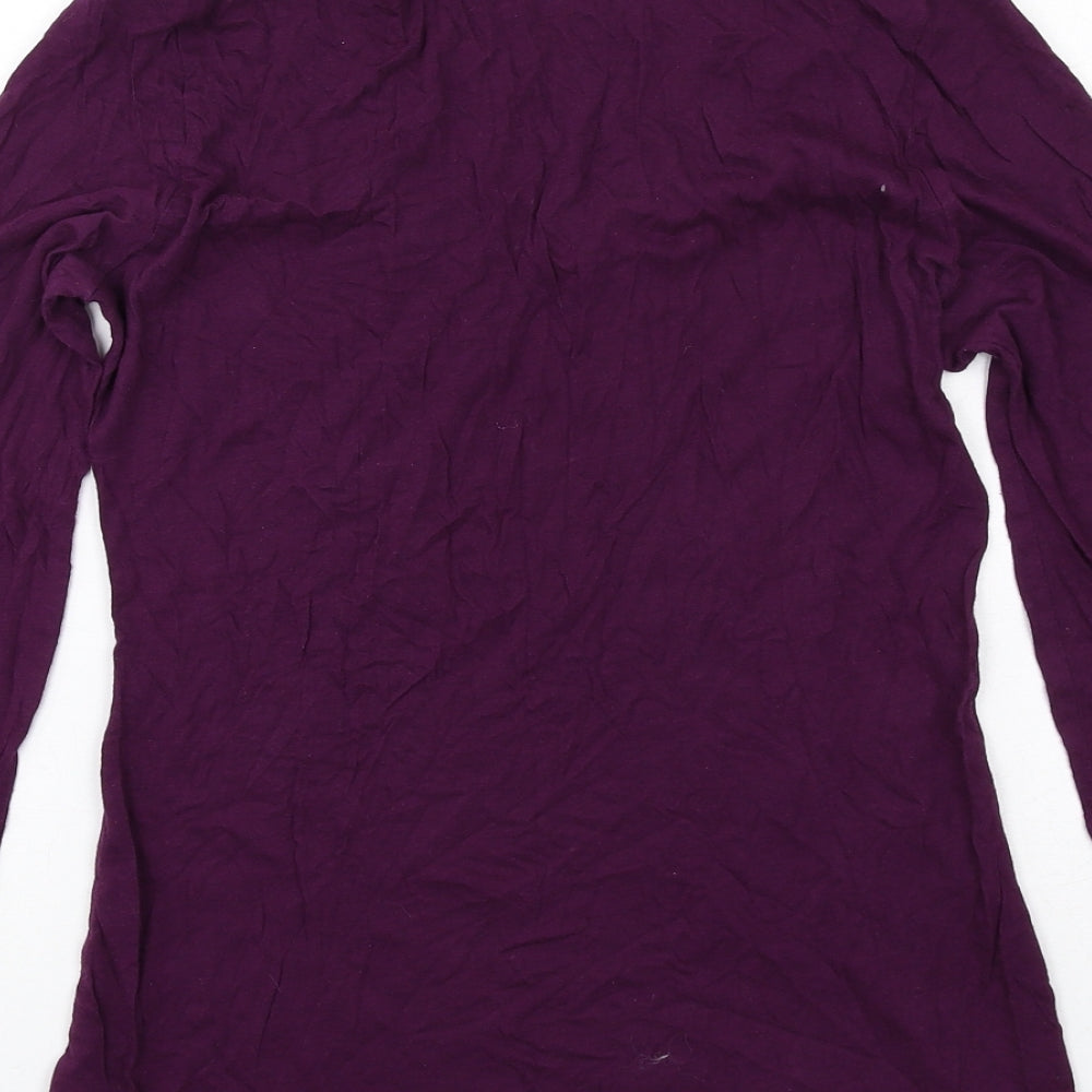 Marks and Spencer Womens Purple Cotton Basic T-Shirt Size 16 V-Neck
